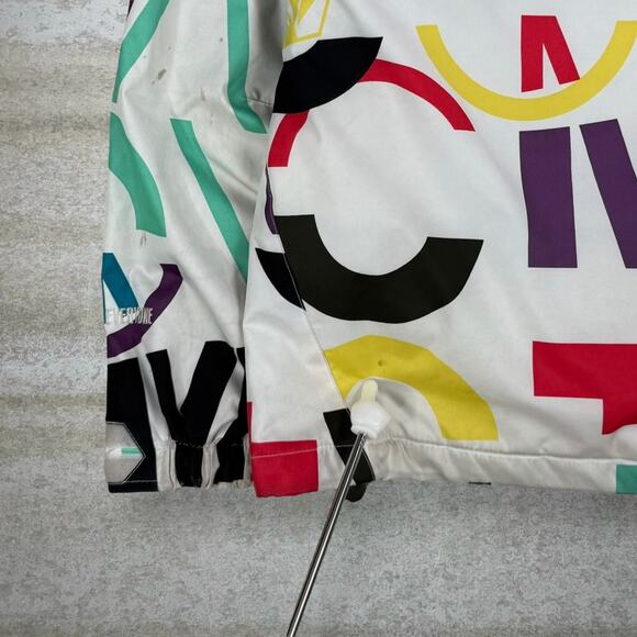 Vintage 90s Volcom Puffer Ski Jacket Mens S White Multicolor Full Zip Insulated - Picture 7 of 9